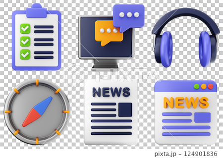3d media communication icon set bundle 124901836