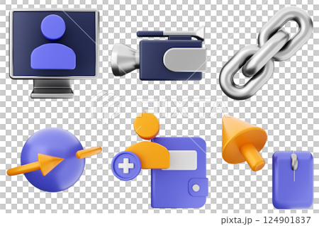 3d media communication icon set bundle 124901837