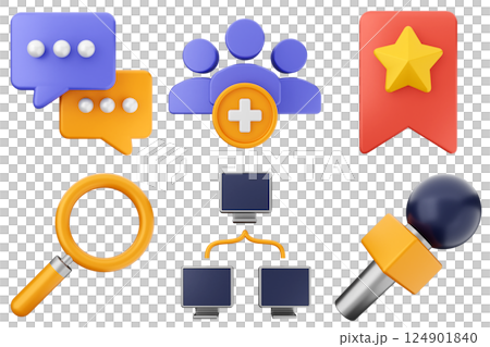 3d media communication icon set bundle 124901840