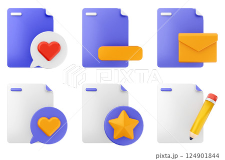 3d file document icon set bundle 124901844