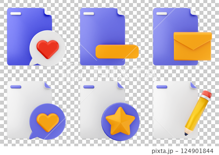 3d file document icon set bundle 124901844