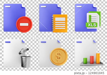 3d file document icon set bundle 124901845