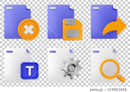 3d file document icon set bundle 124901848