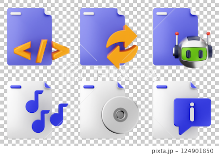 3d file document icon set bundle 124901850
