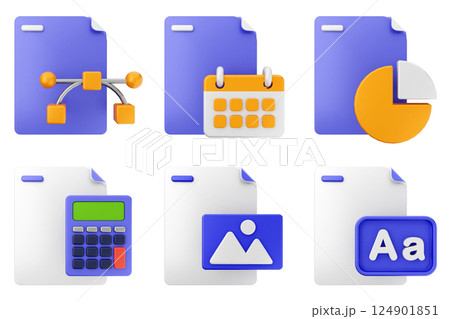 3d file document icon set bundle 3d file document icon set bundle 124901851