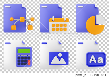 3d file document icon set bundle 124901851