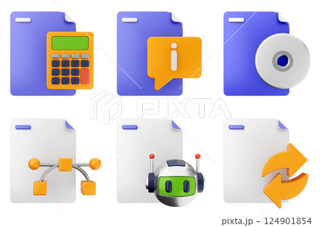 3d file document icon set bundle 3d file document icon set bundle 124901854