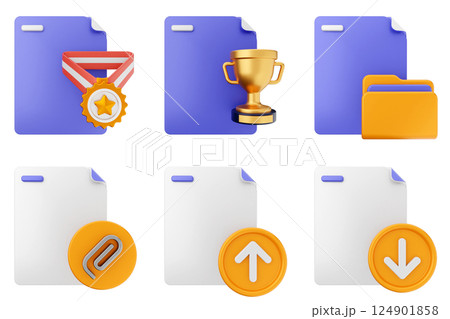 3d file document icon set bundle 124901858