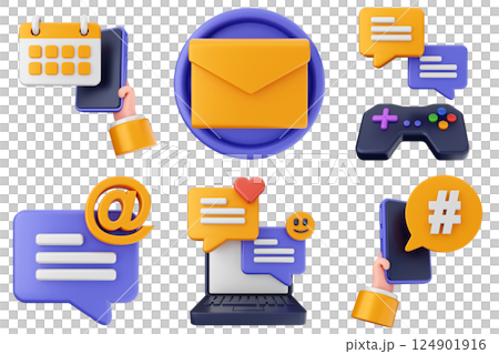 3d social media icon set bundle 124901916