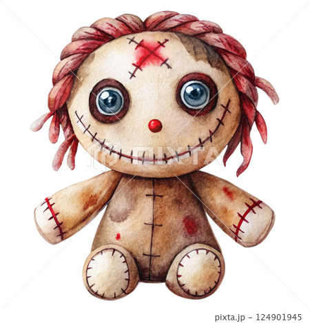 Creepy Horror Rag Dolls watercolor 124901945