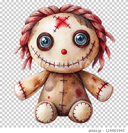 Creepy Horror Rag Dolls watercolor 124901945