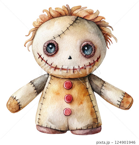 Creepy Horror Rag Dolls watercolor 124901946