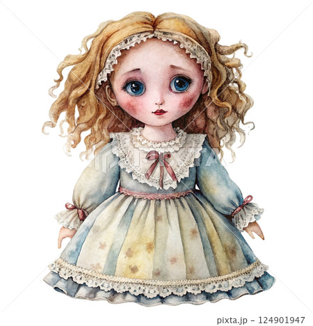 Creepy Horror Rag Dolls watercolor 124901947