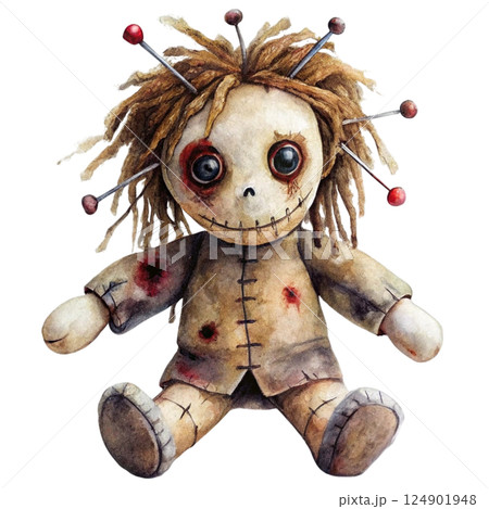 Creepy Horror Rag Dolls watercolor 124901948