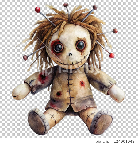 Creepy Horror Rag Dolls watercolor 124901948