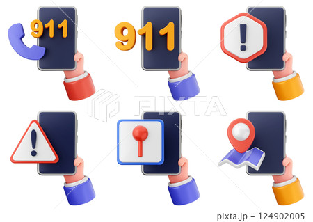 3d hand holding smartphone icon set bundle 124902005