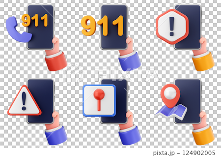 3d hand holding smartphone icon set bundle 124902005