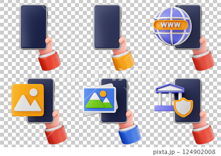 3d hand holding smartphone icon set bundle 3d hand holding smartphone icon set bundle 124902008