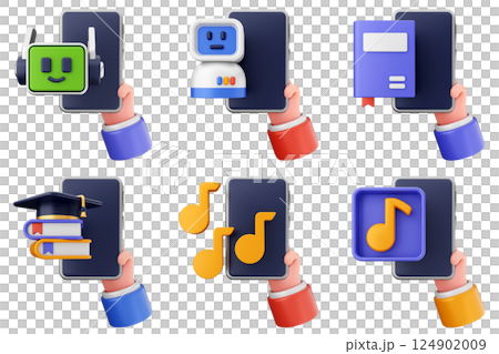 3d hand holding smartphone icon set bundle 3d hand holding smartphone icon set bundle 124902009