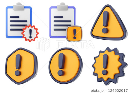 3d warning danger alert caution risk important sign 124902017