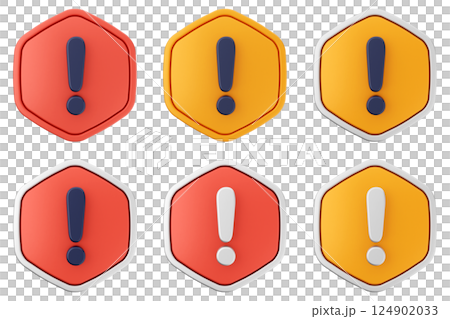 3d warning danger alert caution risk important sign 124902033