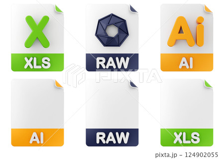 3d file format type icon xls raw ai 124902055