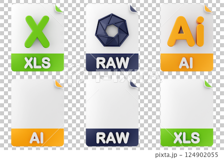 3d file format type icon xls raw ai 124902055