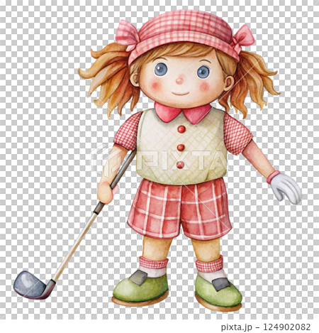 Cute kid wearing sportswear Play sports Watercolor Minimal watercolor 124902082