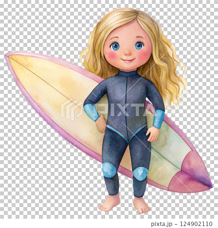 Cute kid wearing sportswear Play sports Watercolor Minimal watercolor 124902110
