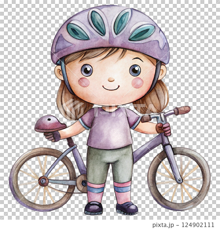 Cute kid wearing sportswear Play sports Watercolor Minimal watercolor 124902111