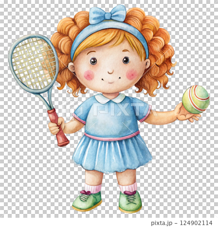 Cute kid wearing sportswear Play sports Watercolor Minimal watercolor 124902114