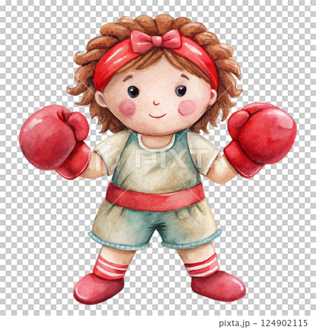 Cute kid wearing sportswear Play sports Watercolor Minimal watercolor 124902115