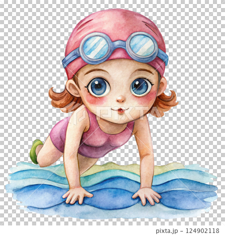 Cute kid wearing sportswear Play sports Watercolor Minimal watercolor 124902118