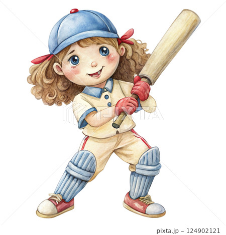 Cute kid wearing sportswear Play sports Watercolor Minimal watercolor 124902121