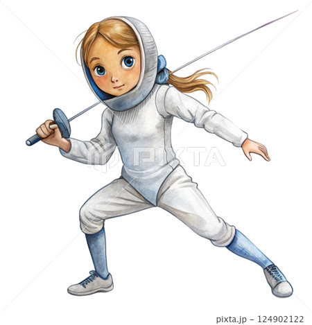 Cute kid wearing sportswear Play sports Watercolor Minimal watercolor 124902122