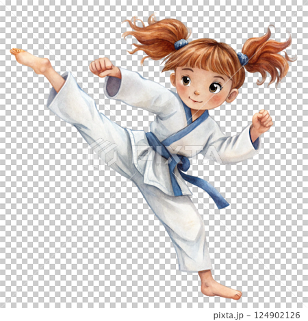 Cute kid wearing sportswear Play sports Watercolor Minimal watercolor 124902126