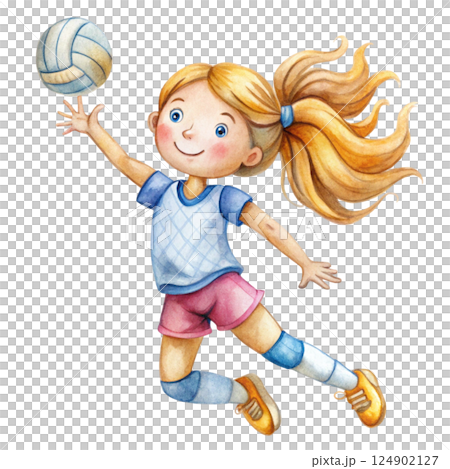 Cute kid wearing sportswear Play sports Watercolor Minimal watercolor 124902127