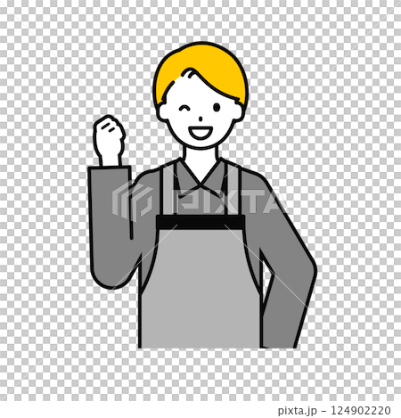 Upper body pose_simple restaurant clerk male 05 124902220