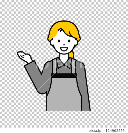 Upper body pose_simple restaurant clerk woman 17 124902253