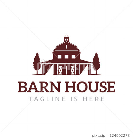 Barn Home House Building with Traditional Livestock Warehouse Style Logo Template 124902278
