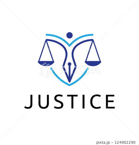 Law Balance Justice Scale Court Attorney with Sharp Spearhead Logo Template 124902290