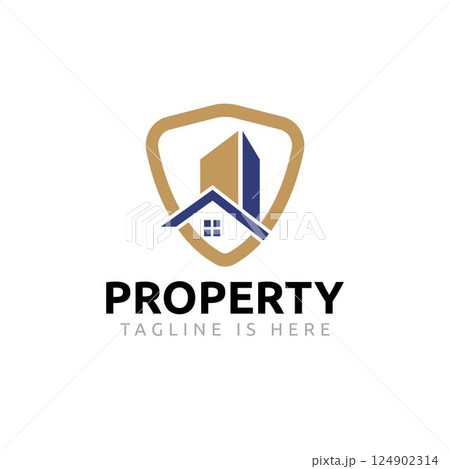 Home House Residence Property Building Invest Business Shield Protection Logo Template 124902314