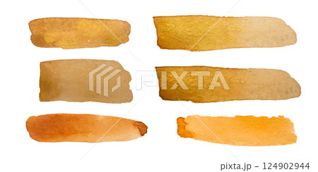 Brown gold watercolor brush strokes Brown gold watercolor brush strokes 124902944