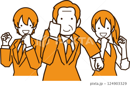 ガッツポーズするやる気あふれるビジネスマンたち ガッツポーズするやる気あふれるビジネスマンたち 124903329