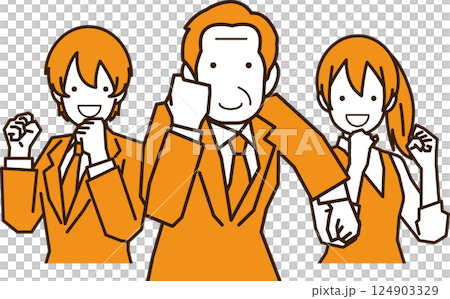 ガッツポーズするやる気あふれるビジネスマンたち ガッツポーズするやる気あふれるビジネスマンたち 124903329