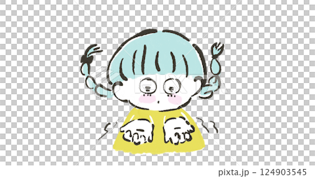 女孩緊張得手都在發抖的插圖 124903545