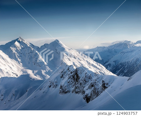 北アルプスの山並み　イラスト 124903757