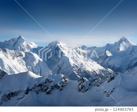 北アルプスの山並み　イラスト 124903765