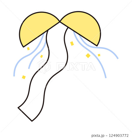 くす玉の垂れ幕の部分に好きな文字が入れられるシンプルなイラスト素材 124903772