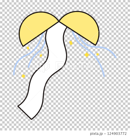 くす玉の垂れ幕の部分に好きな文字が入れられるシンプルなイラスト素材 124903772